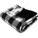 Navaris XXL elektrisch poncho deken - Met 3 warmtestanden, timer en automatische uitschakeling - Wasbaar warmtedeken van 130 x 180 cm - Zwart/wit