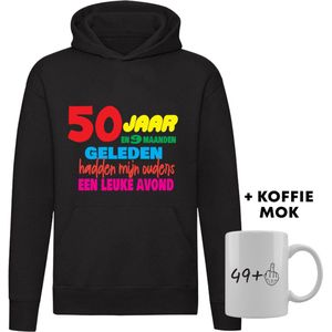 50 jaar Hoodie + Koffie Mok - verjaardag - jarig - feest - 50e verjaardag - grappig - cadeau - unisex - trui - sweater - capuchon