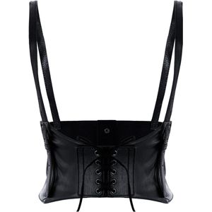 Allecto plus - Kunstleren tailleriem voor dames | Verstelbare PU leren korsetriem | Lichaamsketting voor carnaval Halloween cosplay | Zwart shirt kostuum | Damesmode accessoire