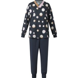 Dames pyjama Lunatex 124213-trico-navy-stip-bol maat S