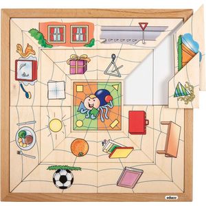 Educo Spinsorteerpuzzel Vormen - Houten speelgoed - Houten puzzel - Educatief speelgoed - Kinderspeelgoed - 17 stukjes - 40x40