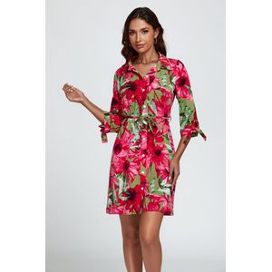 Mini-jurk met bloemenprint in rood