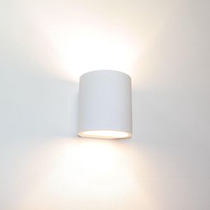 Wandlamp Plaster Rond Wit - Ø11cm - 1x G9 LED 3,5W 2700K 350lm - IP20 - Gips - Overschilderbaar - Dimbaar  > wandlamp binnen wit | wandlamp wit | wandlamp overschilderbaar | wandlamp gips | muurlamp wit | led lamp wit | sfeer lamp wit