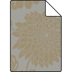 Proefstaal Origin Wallcoverings behang bloemen taupe en glanzend brons - 26,5 x 21 cm - 326149-S