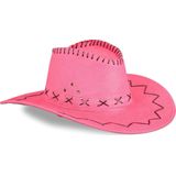 Relaxdays Cowboyhoed - carnaval - western hoed - country hoed - cowboy accessoires - roze