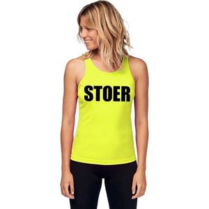 Neon geel sport shirt/ singlet Stoer dames S