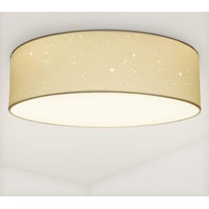 Navaris LED plafondlamp rond 22W Ø 40 cm - Stoffen plafonnière met warm wit licht en sterreneffect - Ronde LED lamp - Wit