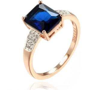 Cilla Jewels - Damesring - Rose Goud - Zirkonia - Blauwe Zirkonia