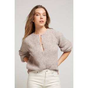 Andy & Lucy GIRAUD - dames vest/cardigan S/M - taupe - Retro vibes - Modern edge