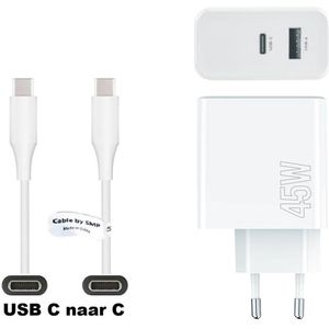 OneOne super snellader. 45W oplader met extra sterke 1,0 meter USB C naar C kabel. PD lader adapter past op Poco X3 Pro, Poco X5, X5 Pro, Poco X6, X6 Neo, X6 Pro, Poco X7, X7 Pro, Turbo 3, Poco Turbo 4, Poco Pad, Poco M7 Pro, Xiaomi