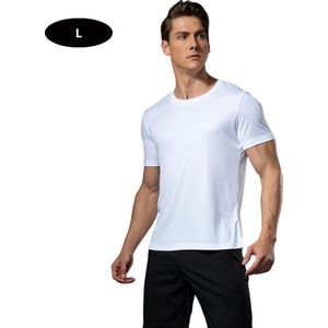 Nivard Sportshirt Heren - Sport - Fitness - Compressie Shirt - Corrigerend Hemd - Sportkleding - Mannen - Wit - XS