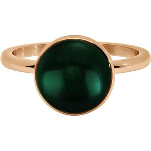 Quiges Stapelring Dames - Vulring - RVS Roségoudkleurig met Groene Cateye - Maat 21 - Hoogte 2mm