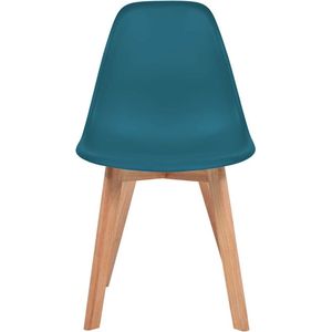 vidaXL Eetkamerstoelen Set van 2 - Kunststof Turquoise Eetkamerstoelen - Turkoois Meubilair - Kunststof Stoelen - Rubberhouten Poten - Comfortabele Stoelen