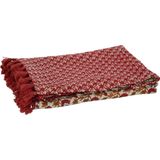 J-Line Plaid/Strand Mat Bloemen Katoen Rood