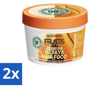 2 x Garnier - Fructis Hair Food Papaya - 3-in-1 Haarmasker - Beschadigd Haar - 400 ml - Haar Masker - Papaya - Beschadigd Haar - Haar Herstel - Voedend Masker