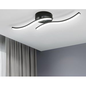 Delaveek-Twee Parallelle Golven LED Plafondlamp - Zwart - 12W - Wit 6500K