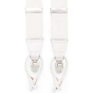 Hein Strijker Ivoorwitte bretels met banden van elastisch canvas en luxe leren afwerking in de kleur wit
