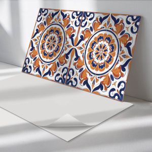 Wallfluent Vinyl Wandpaneel - Bloemenpatroon in een cirkel Vinyl Wandbekleding - 120 cm x 60 cm - Oranje PVC wandpaneel - 1 stuk - Rechthoekig Wandbekleding Vinyl - Texturen Wandpaneel - Zelfklevend Muurpaneel - Wandpaneel Keuken en Badkamer