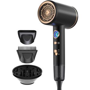 Namajunas - Föhn - Haardroger Ionen - High Speed Föhn - Reisföhn - Met 3 stylingmondstukken en 3 temperatuurinstellingen - 2000 Watt - Coolshot - Krullen - Zwart