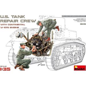 1:35 MiniArt 35461 U.S. Tank Repair Crew w/Continental W-670 Engine Plastic Modelbouwpakket