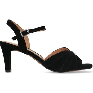 Manfield - Dames - Zwarte suède sandalen met hak - Maat 41