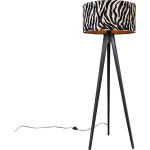 QAZQA tripod_classic - Moderne Tripod | driepoot vloerlamp | Staande Lamp - 1 lichts - H 136 cm - Zebra print - Woonkamer | Slaapkamer | Keuken
