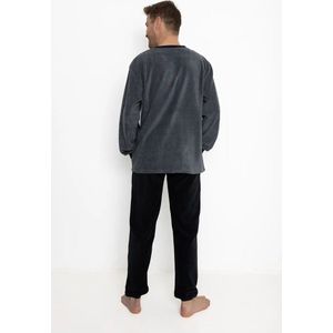 Outfitter Fleece heren pyjama - Warme winter mannen pyjama - XXL - Grijs