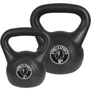 Gorilla Sports Kettlebells - Kunststof - 18 kg & 16 kg - Set van 2