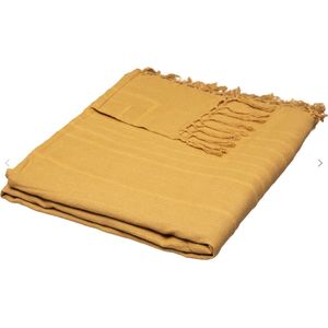 Bedsprei katoen oker geel 230 x 250 cm | Sprei 2 persoons