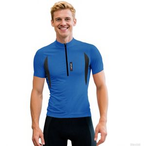 MEETEU Cycling Fietsshirt Heren Korte Mouwen - Wielershirt Heren Korte Mouw - Comfortabel en Sneldrogend Wielrenshirt Heren -Blauw-XXXL