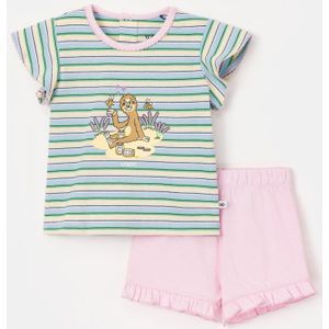 Woody pyjama meisjes/dames - multicolor gestreept - labradoodle - 242-10-BLB-S/961 - maat 128