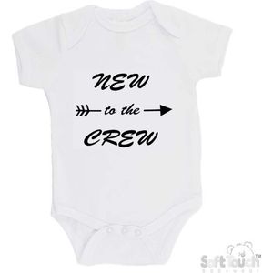 100@ katoenen Romper ""New to the crew"" Unisex Katoen Wit/zwart Maat 62/68