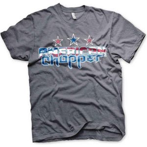 American Chopper Heren Tshirt -S- Flag Logo Grijs