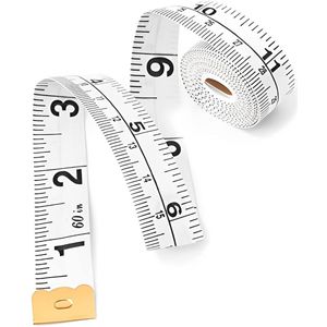 Dubbelzijdige Meetlint voor Lichaamsmetingen | Naai Ruler van Duurzaam en Flexibel Fiberglas | 60 inch | 150 cm | Wit