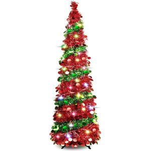 Livano Kerstboom - Kerstversiering - Kunststof - Kunstmatige Kerstbomen - Kerst - Kunstkerstboom - 150 cm - Christmas Tree - Artificial Christmas Tree - Rood/Groen