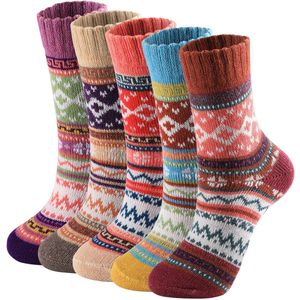 Winter sokken dames - huissokken - sokken - winter Sokken - 5 Paar - Thuissokken - Huissokken Dames en Heren - Verwarmde sokken - Fleece Sokken - Dikke Sokken - Slofsokken - Warme Sokken - Bedsokken - Gevoerde Sokken - Kerst