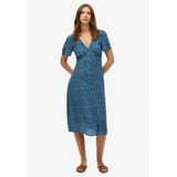 Superdry - Print Button Tea - Midi-jurk - A-lijn - Korte Mouwen