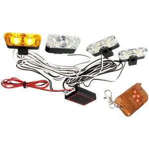 Surface Mount Knipperlichten voor Truck Auto Voertuig Waterdicht Emergency Strobe Lampen - Draadloze Afstandsbediening - 4X2 - 12V - Universele Fit - Wit Licht