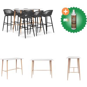 vidaXL 7-delige Barset wit en grijs - Set tafel en stoelen - Inclusief Houtreiniger en verfrisser