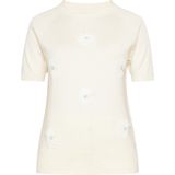 usha - FESTIVAL - Sweatshirt - Beige/Wit - Normale Pasvorm - Kwartmouw