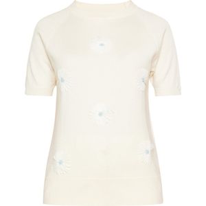 usha - FESTIVAL - Sweatshirt - Beige/Wit - Normale Pasvorm - Kwartmouw