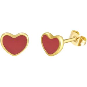 Kinder oorbellen - oorbellen meisje - hartjes oorstekers - goudkleurige oorknopjes - roze oorbellen - Liefs Jade