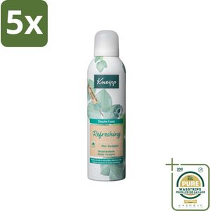 5 x Kneipp Douche Foam Refreshing Mint Eucalyptus 200 ml - Grootverpakking - Douchefoam Mint Eucalyptus - Natuurlijke Douchefoam - Verfrissende Douche - Schuimende Douche - Vegan Douche