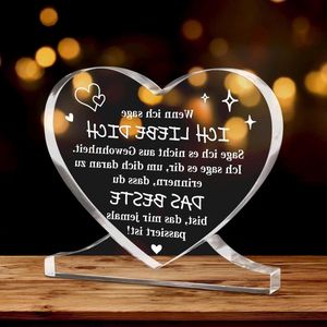 Jhubers Goods - Hartvormig acryl jubileumcadeau voor hem en haar, Valentijnsdag cadeau partner, kerstcadeau voor mannen en vrouwen
