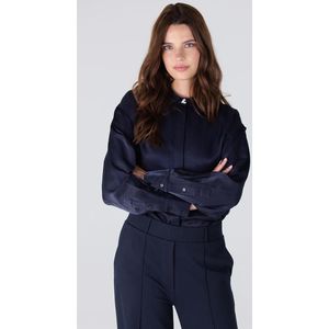 Jansen Amsterdam Dolores glanzende blouse | Donkerblauw