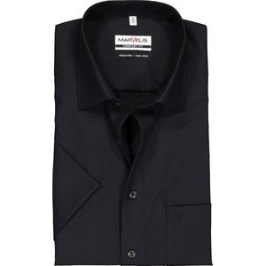 MARVELIS comfort fit overhemd - korte mouw - zwart - Strijkvrij - Boordmaat: 43