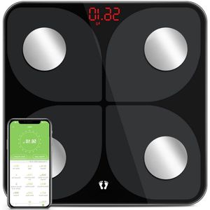 Weegschaal Personenweegschaal - Slimme Weegschaal met Lichaamsanalyse - Digitaal - Zwart