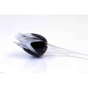 Zwart witte tulp - Tulp van glas – bloem van glas – glaskunst – beeld van glas geschenk- cadeau
