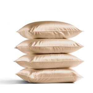 4x Zijden Kussensloop 80x80cm Donker Champagne Ritssluiting 19 Momme - Kussensloop set - Luxe Silk Kussensloop 100% moerbei zijde - Zijde kussensloop - Silk Heaven - 80x80cm / Ritssluiting