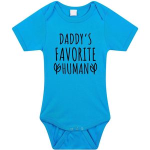 Daddys favourite human tekst baby rompertje blauw jongens - Kraamcadeau - Vaderdag - Babykleding 68